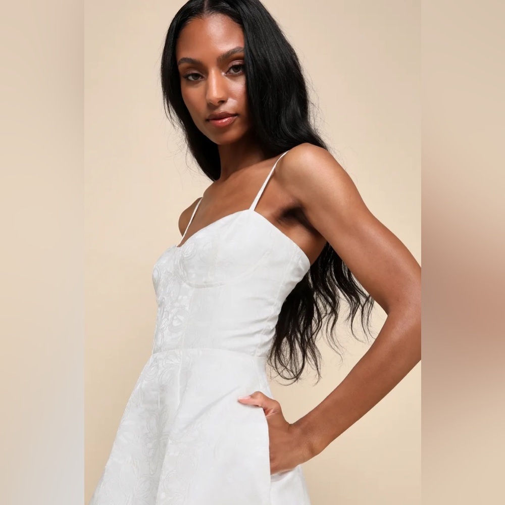 Lulu's Elegant White Midi Dress - Picture 3 of 4